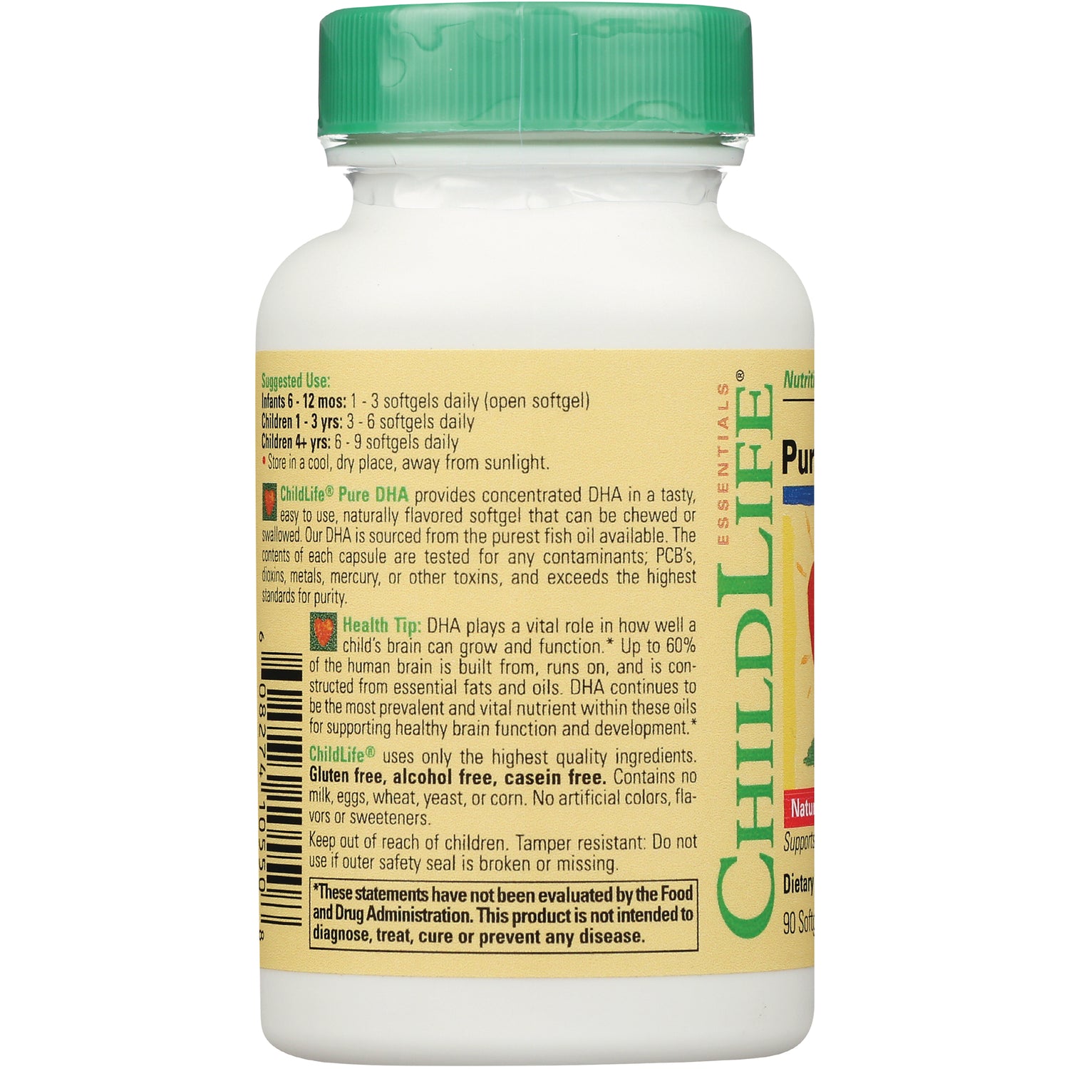CHL008 | product infographic of supplement bottle label showing suggested use, ingredients, warnings and barcode