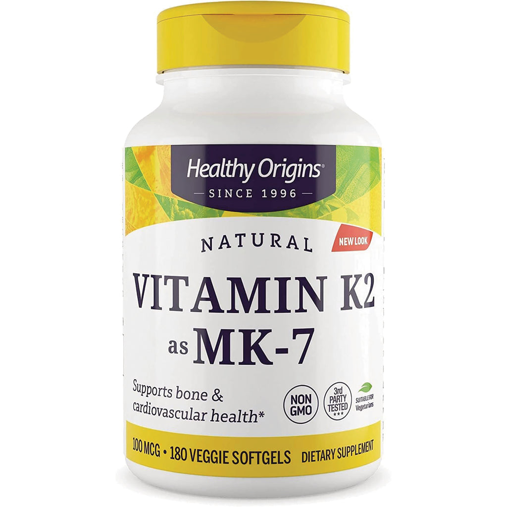HRG174 | Healthy Origins Vitamin K2 as MK-7 bottle, 180 veggie softgels, supports bone and cardiovascular health - Thumbnail