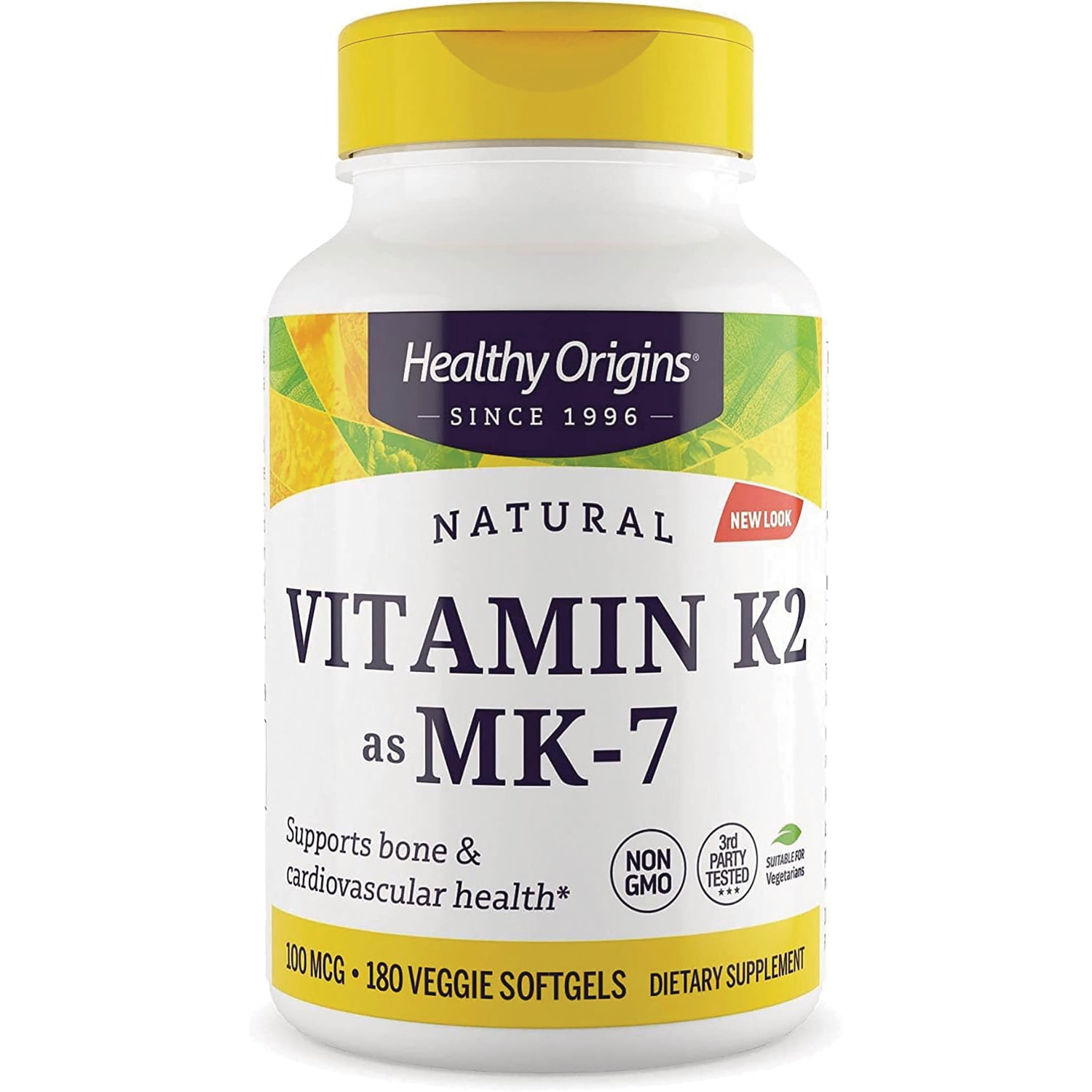 HRG174 | Healthy Origins Vitamin K2 as MK-7 bottle, 180 veggie softgels, supports bone and cardiovascular health