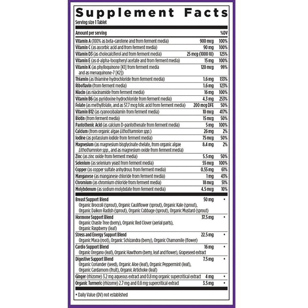 NWC242 | Supplement Facts label showing vitamins, minerals, and blend amounts on product back - Thumbnail