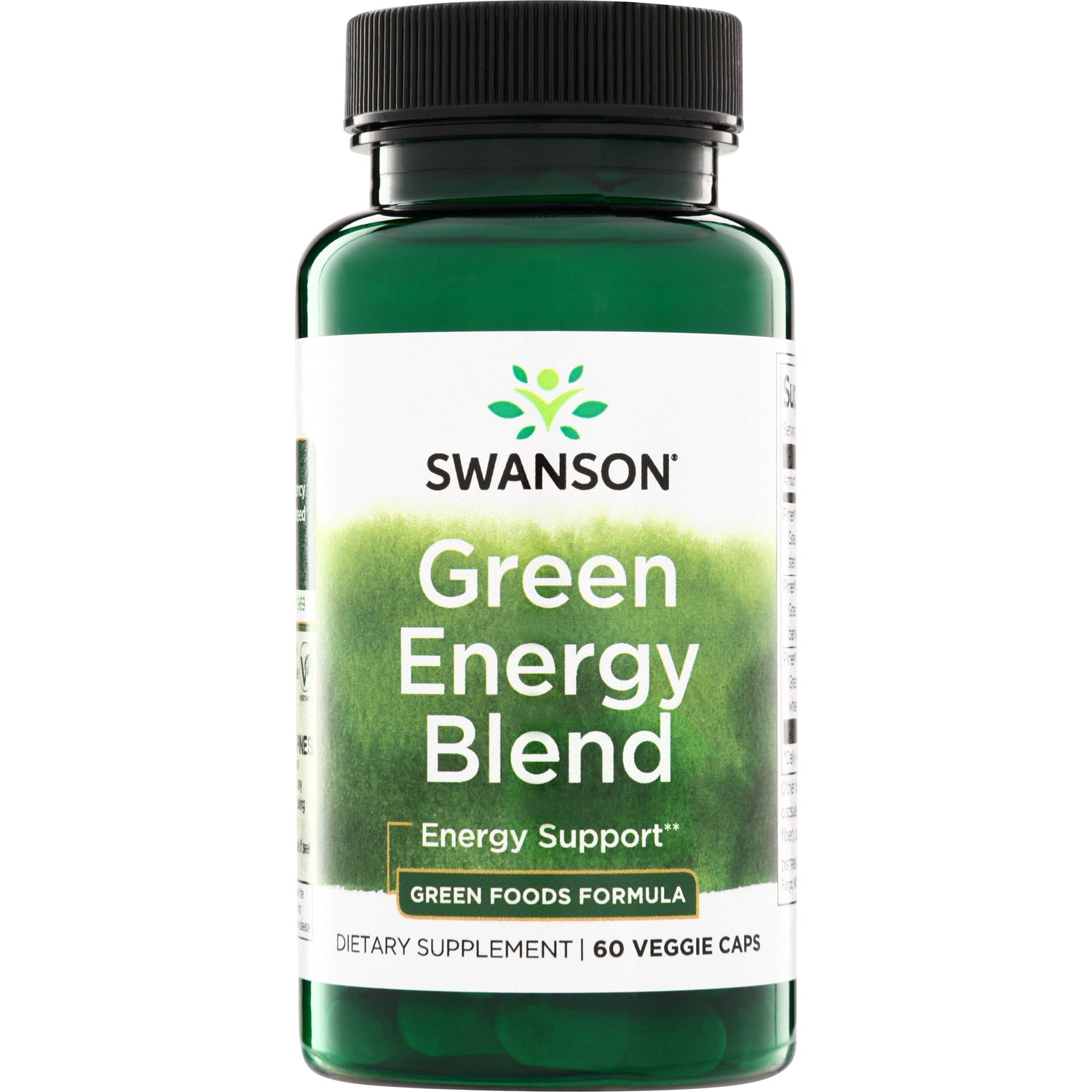 SWR050 | Swanson Green Energy Blend bottle, Energy Support, Green Foods Formula, 60 veggie caps