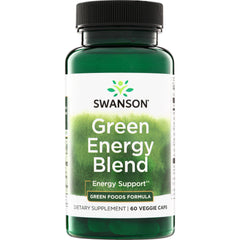 SWR050 | Swanson Green Energy Blend bottle, Energy Support, Green Foods Formula, 60 veggie caps