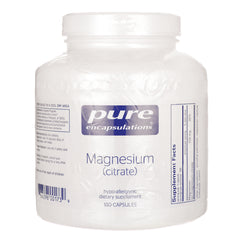 PRN029 | Pure Encapsulations Magnesium (citrate) white supplement jar labeled 180 CAPSULES