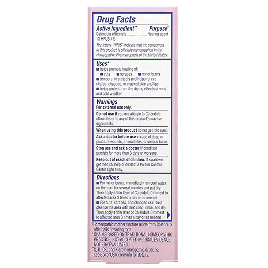BRN021 | Back panel showing Drug Facts with active ingredient Calendula, uses, warnings, and directions - Thumbnail
