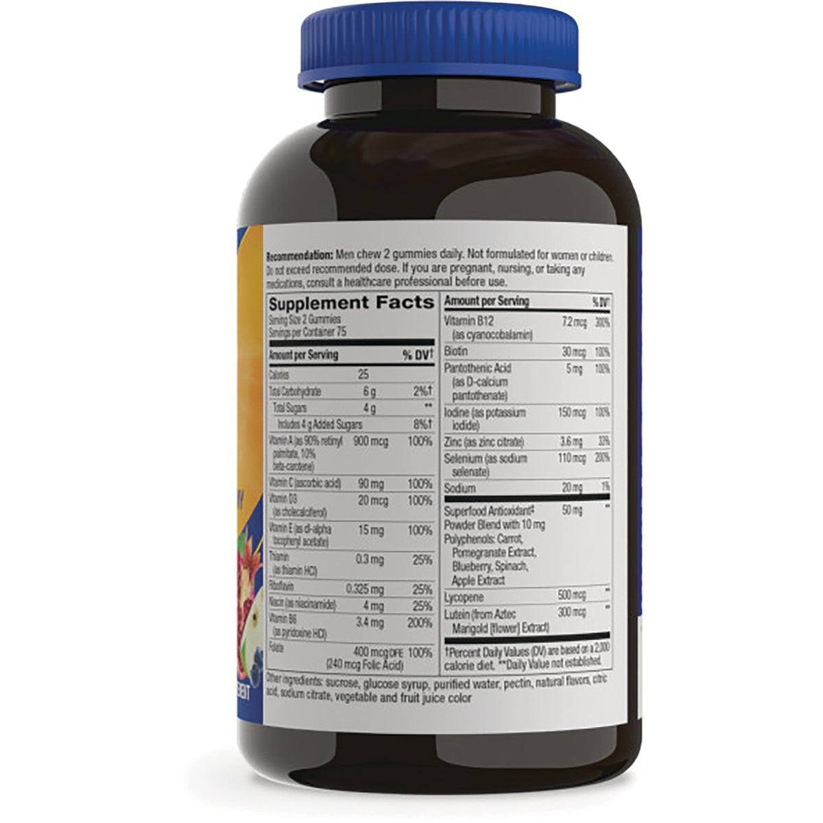 NW1031 | back of brown supplement bottle showing Supplement Facts nutrition label