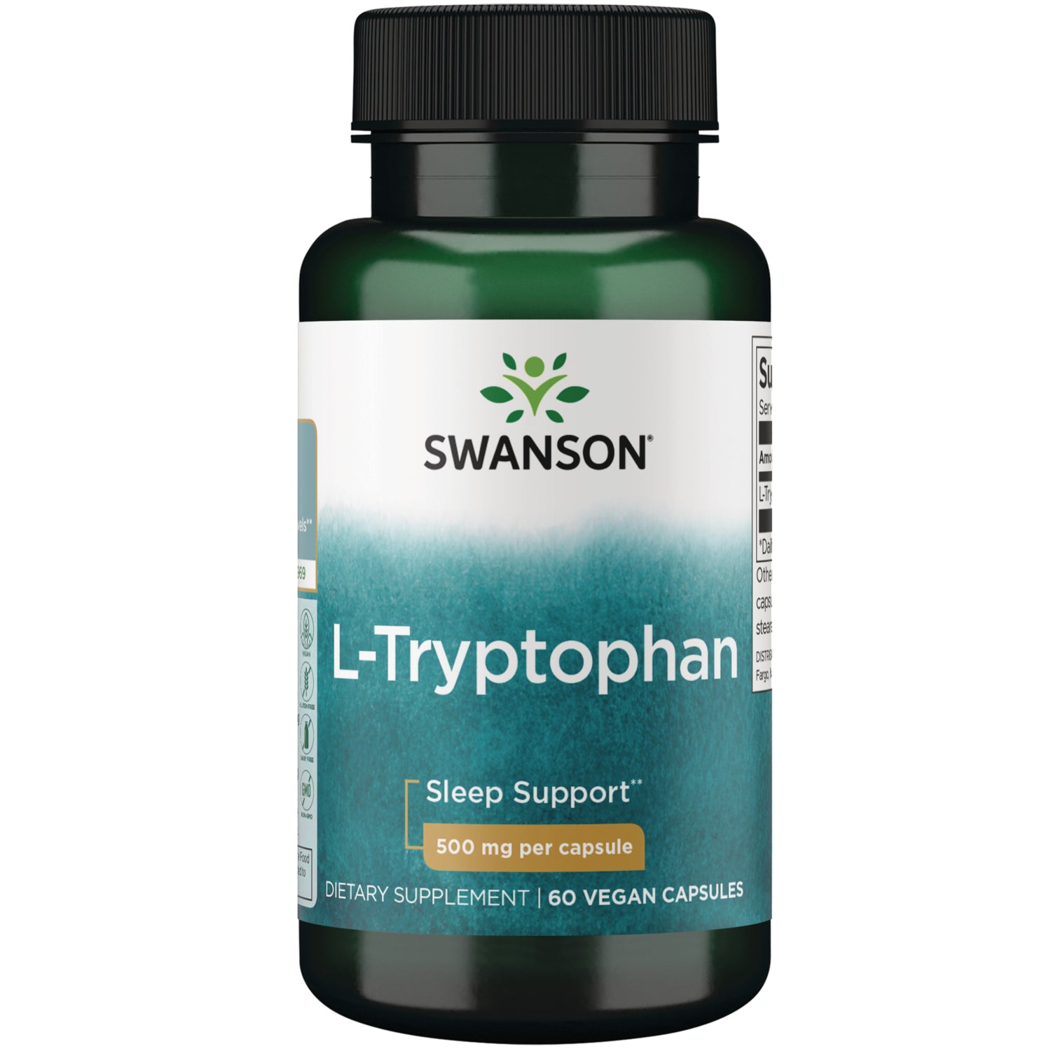 SW1502 | Swanson L-Tryptophan Sleep Support, 500 mg per capsule, 60 capsules
