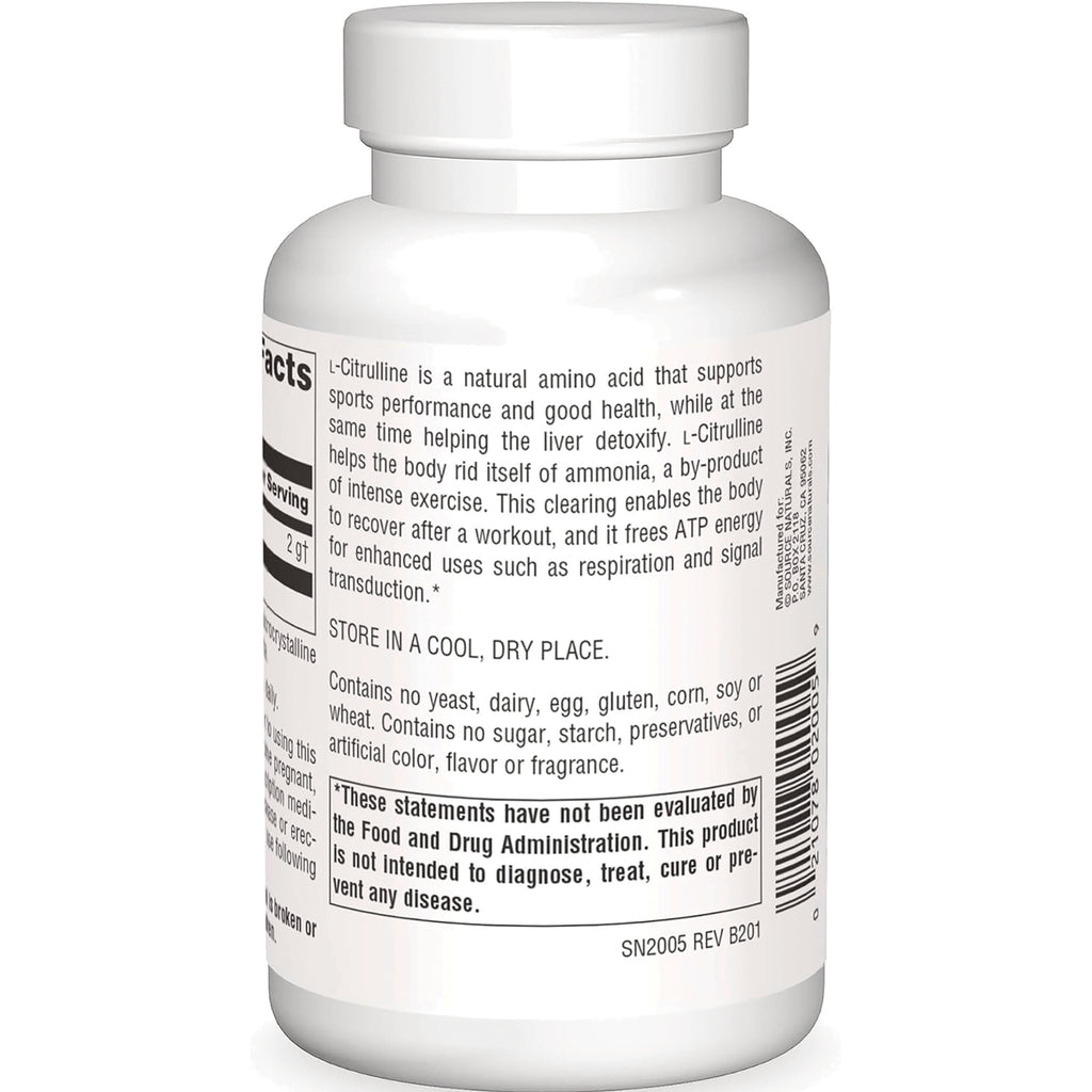 SN298 | Back label with directions, storage info, and FDA disclaimer for L-Citrulline supplement - Thumbnail