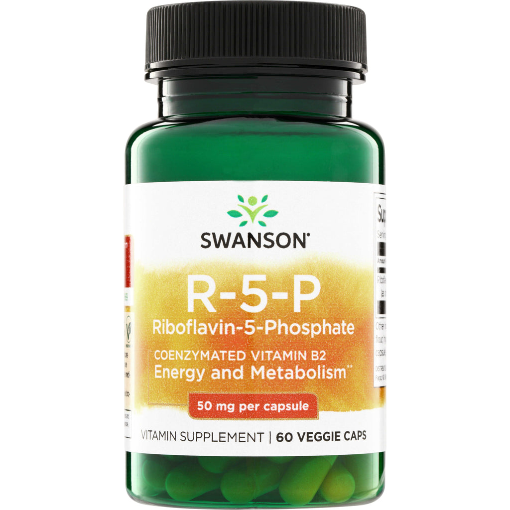 SWU900 | Swanson R-5-P Riboflavin-5-Phosphate, 50 mg per capsule, 60 veggie caps bottle front - Thumbnail