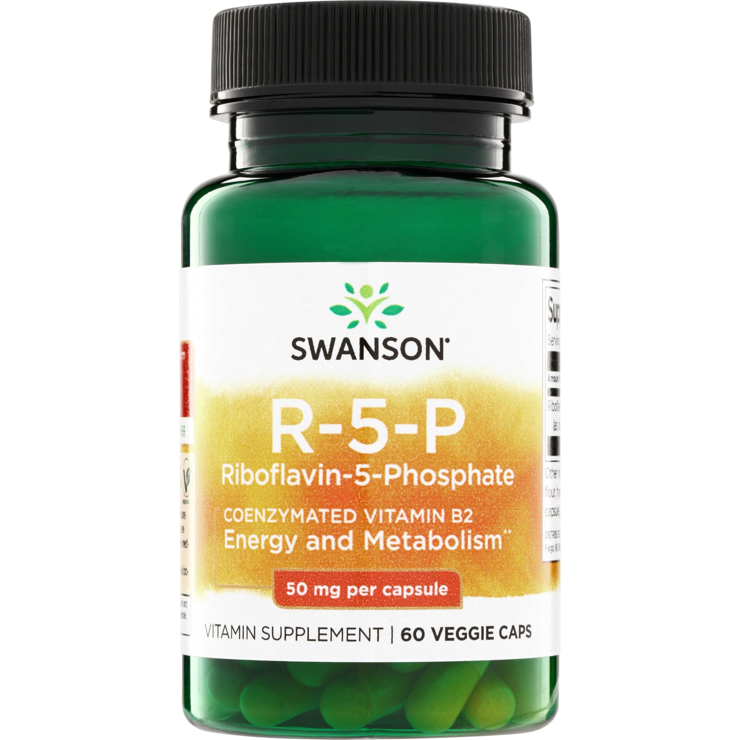 SWU900 | Swanson R-5-P Riboflavin-5-Phosphate, 50 mg per capsule, 60 veggie caps bottle front