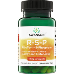 SWU900 | Swanson R-5-P Riboflavin-5-Phosphate, 50 mg per capsule, 60 veggie caps bottle front