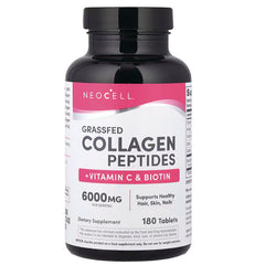 NEC032 | NeoCell Grassfed Collagen Peptides bottle labeled +Vitamin C & Biotin 6000mg 180 tablets