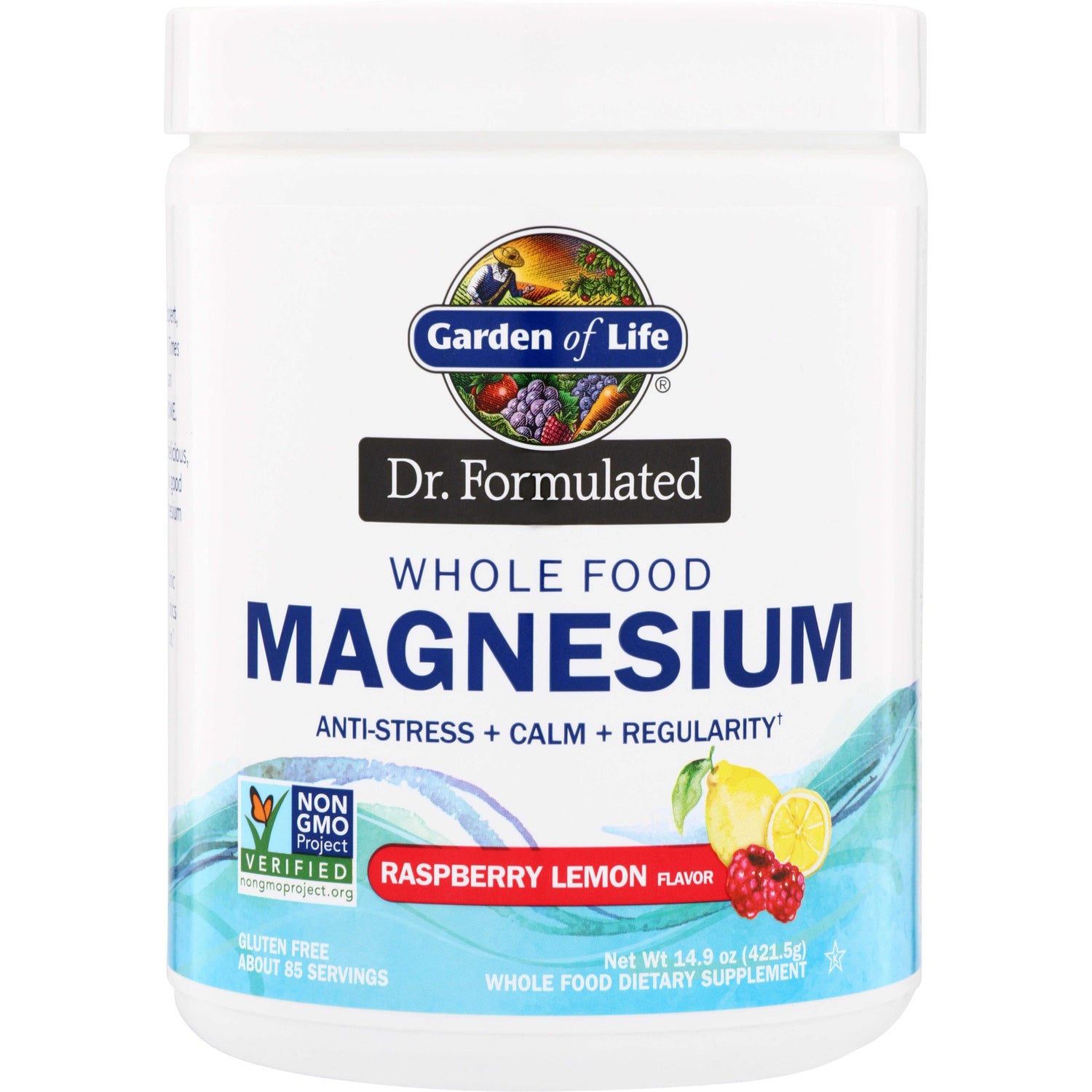 GLF384 | Garden of Life Dr. Formulated Whole Food Magnesium, Raspberry Lemon flavor, Non-GMO Project Verified