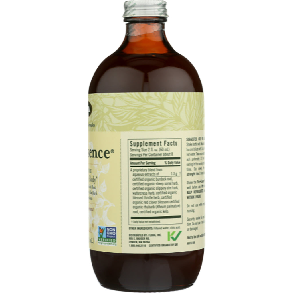 FL003 | back of amber glass bottle showing supplement facts label, ingredient text and non-GMO verification mark - Thumbnail