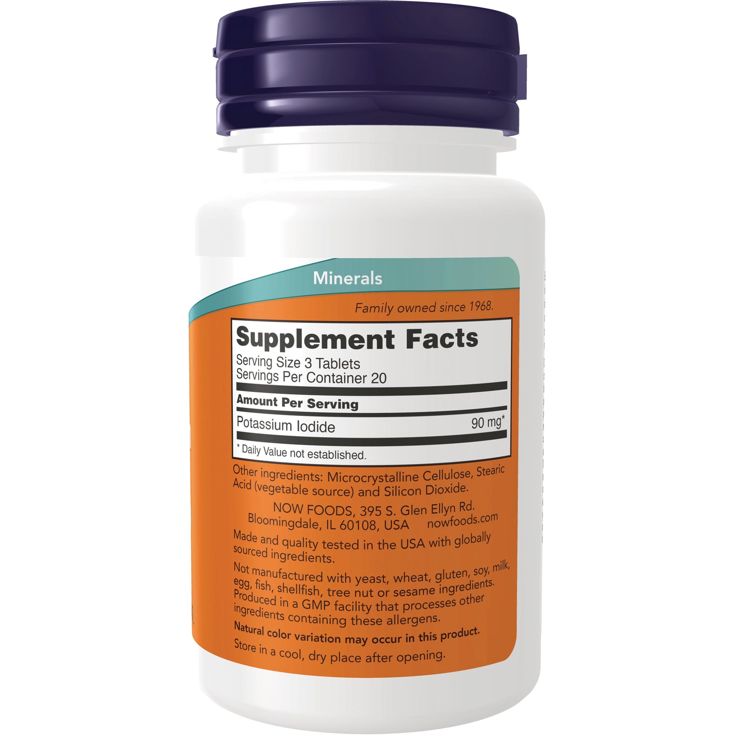 NWF970 | Back label showing Supplement Facts with serving size 3 tablets and Potassium iodide 90 mg