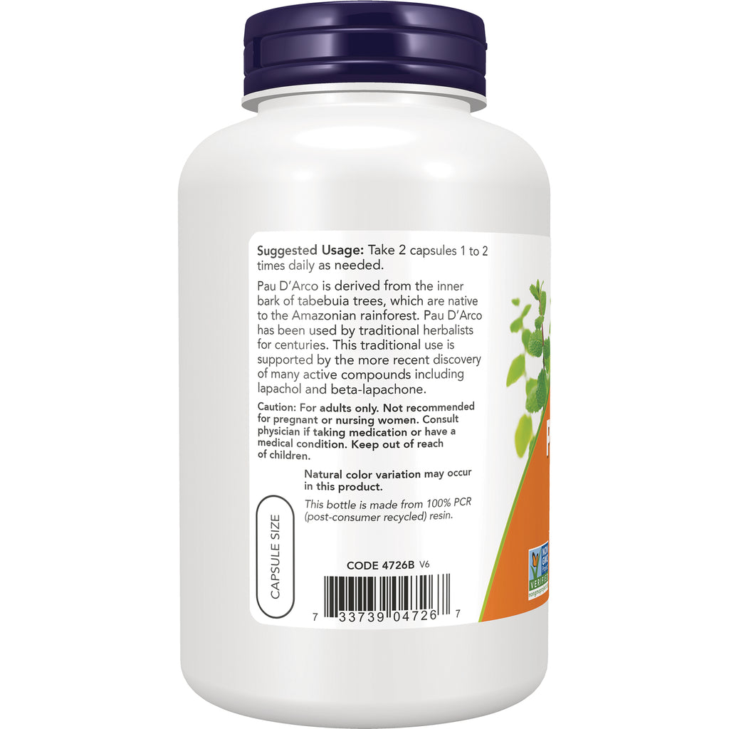 NWF563 | Back label of white supplement bottle showing suggested usage, caution text, capsule size oval, and barcode - Thumbnail