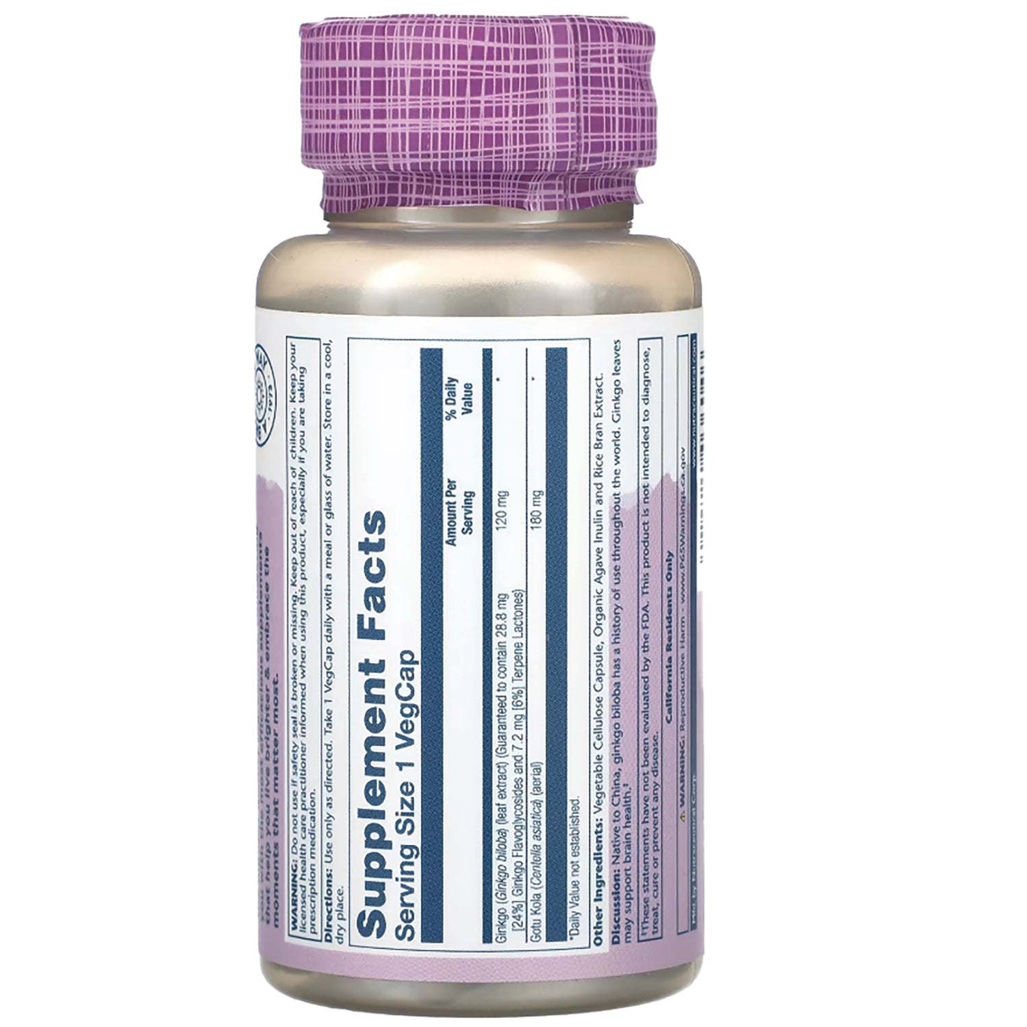 SLR355 | Back label showing Supplement Facts panel and ingredients