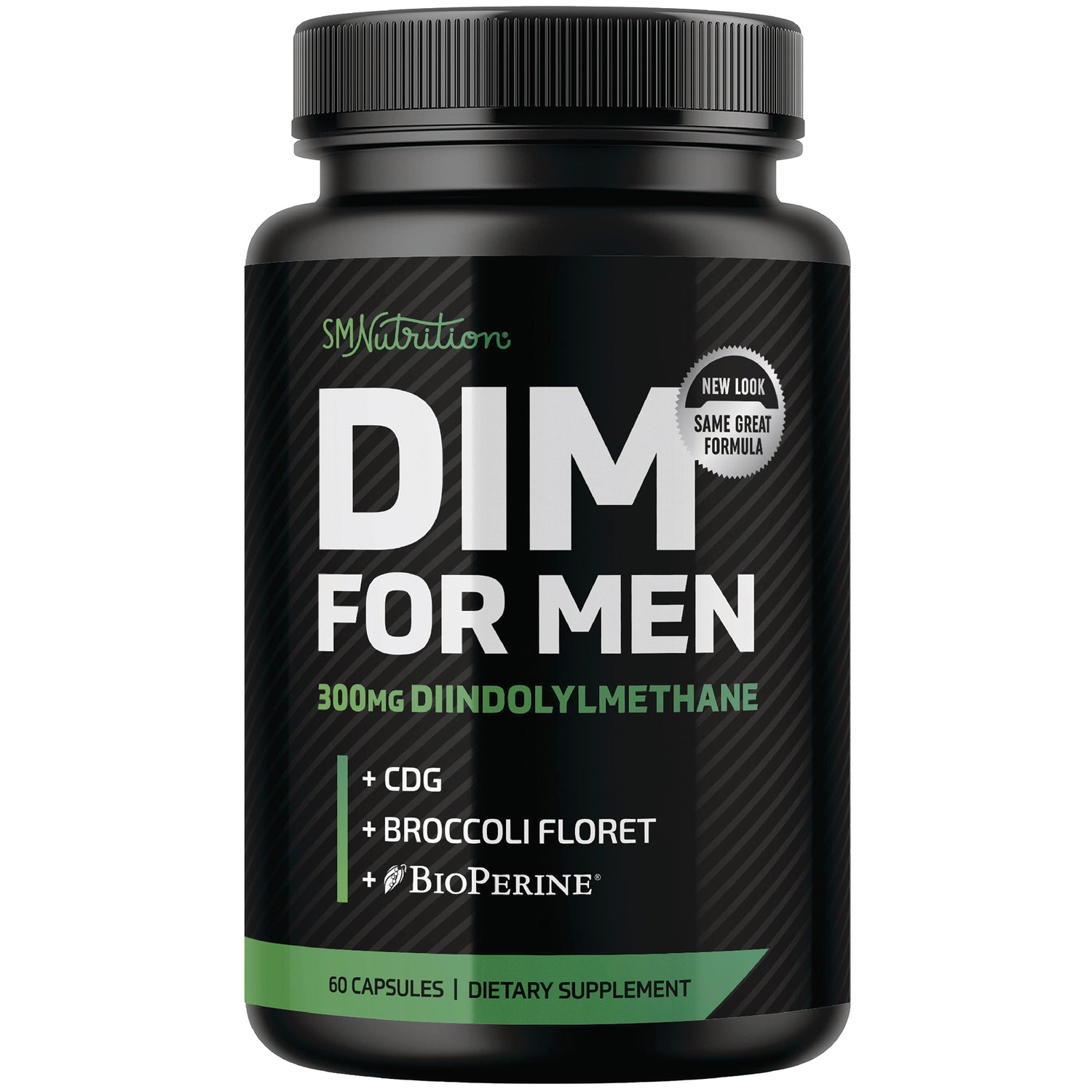 SMT009 | Black bottle of DIM for Men supplement, 300 mg diindolylmethane, 60 capsules dietary supplement