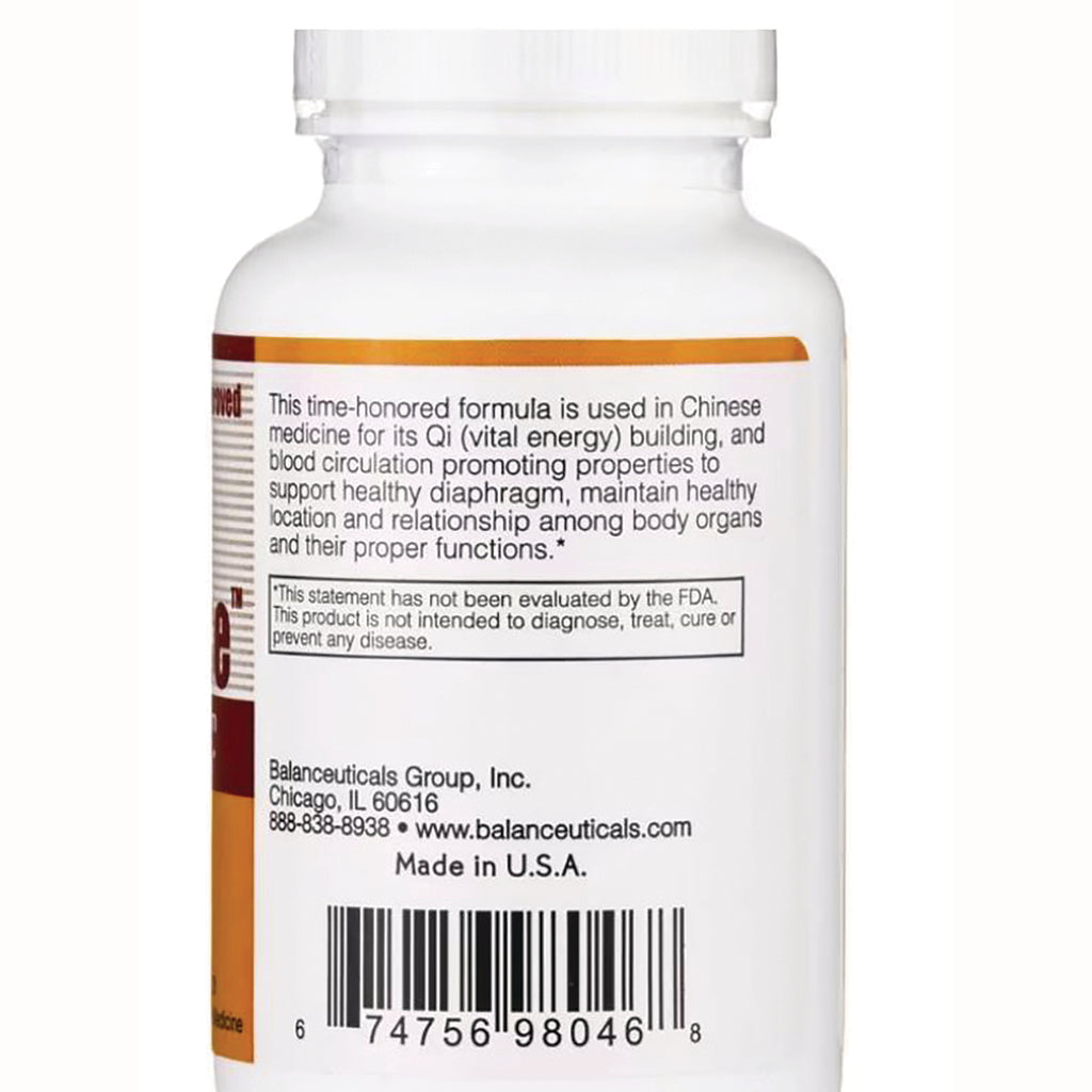 BAL004 | Back label of white supplement bottle with product description, FDA disclaimer and barcode - Thumbnail