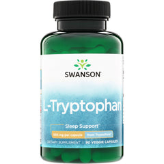 SWU372 | Swanson L-Tryptophan 500 mg per capsule, Sleep Support, 90 veggie capsules bottle front