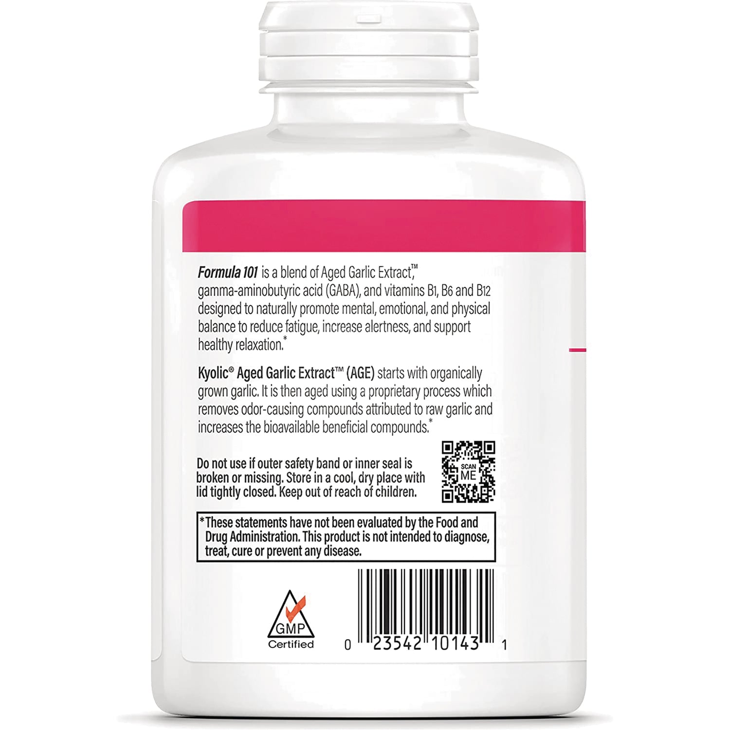 KY095 | Back label showing product description, usage warnings, barcode, and GMP Certified logo