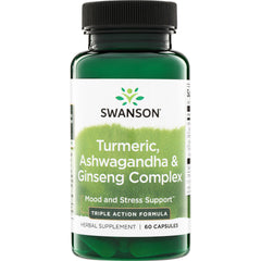 SW1571 | Swanson Turmeric, Ashwagandha & Ginseng Complex supplement, Triple Action Formula, 60 capsules
