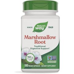 NW155 | Nature's Way Marshmallow Root white bottle with green cap, 100 vegan capsules, 960 mg per 2-capsule serving