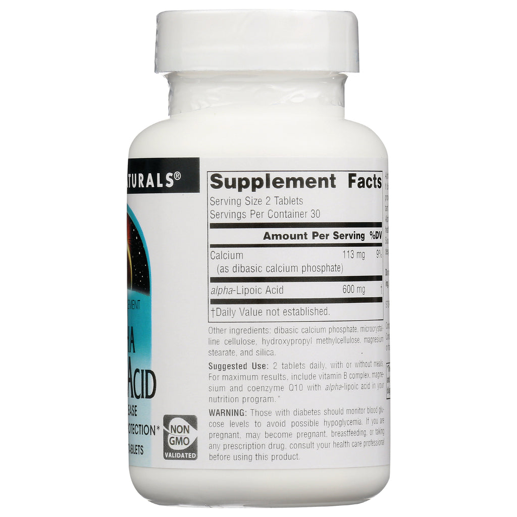 SN098 | Back label with Supplement Facts and ingredients for alpha-lipoic acid tablets - Thumbnail