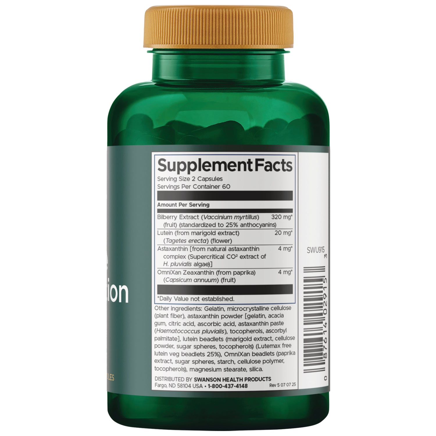 SWU915 | Back label with supplement facts and serving informations