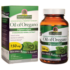 NAT066 | Nature's Answer Oil of Oregano 150 mg bottle and box front packaging