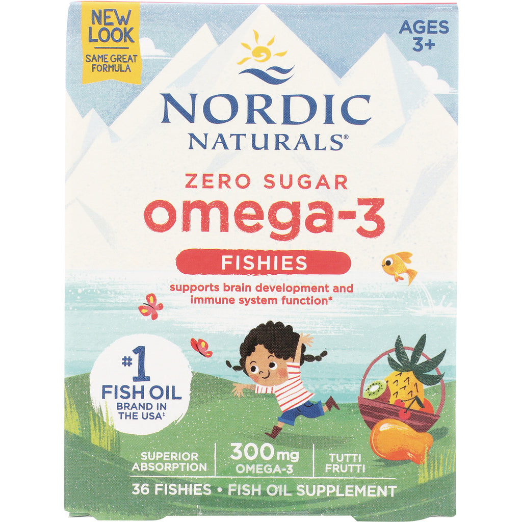 NRN068 | Nordic Naturals Zero Sugar omega-3 Fishies children's fish-shaped gummies, tutti frutti, 300 mg, 36 count - Thumbnail