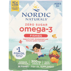 NRN068 | Nordic Naturals Zero Sugar omega-3 Fishies children's fish-shaped gummies, tutti frutti, 300 mg, 36 count
