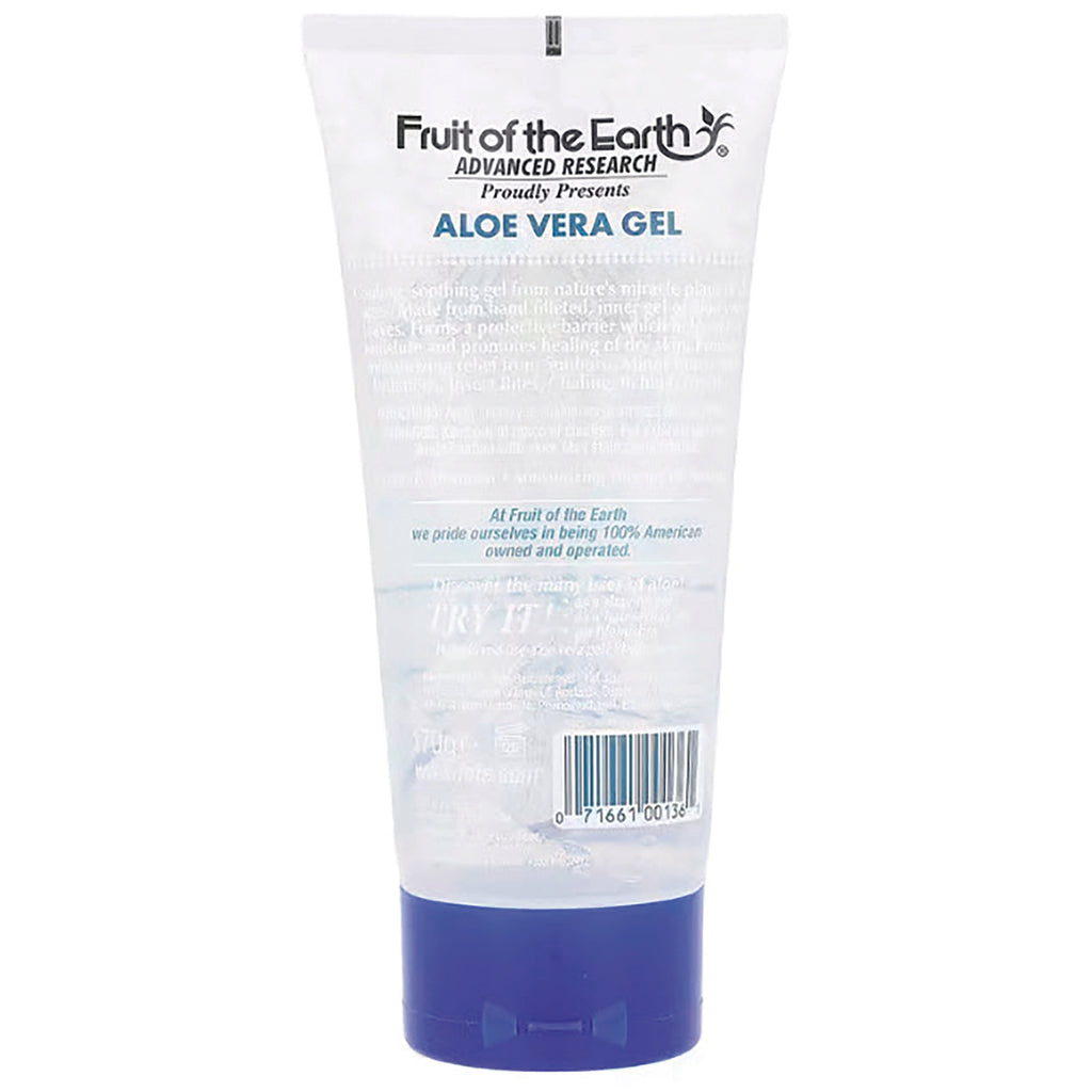 FE002 | Back of Fruit of the Earth Aloe Vera Gel tube showing ingredient text and barcode - Thumbnail