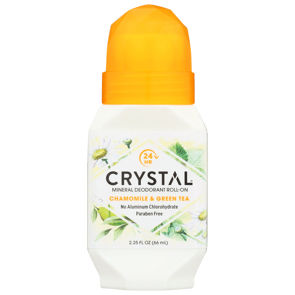 CRY011 | Crystal mineral roll-on deodorant Chamomile & Green Tea with orange cap, 2.25 fl oz - Thumbnail