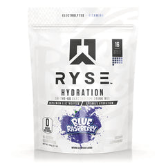RYS007 | RYSE Hydration Blue Raspberry electrolyte drink mix pouch front view