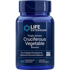 LE056 | Life Extension Triple Action Cruciferous Vegetable Extract bottle, 60 vegetarian capsules