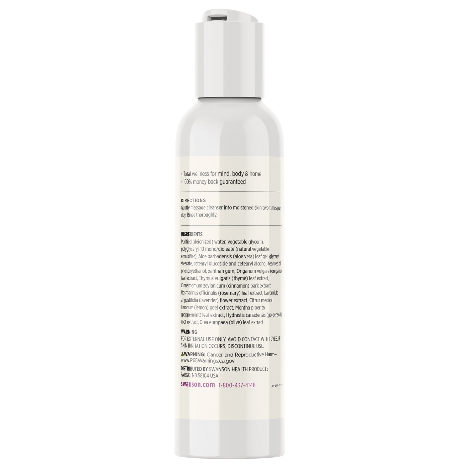 SWU749 | Product label showing ingredients, directions, and warning text