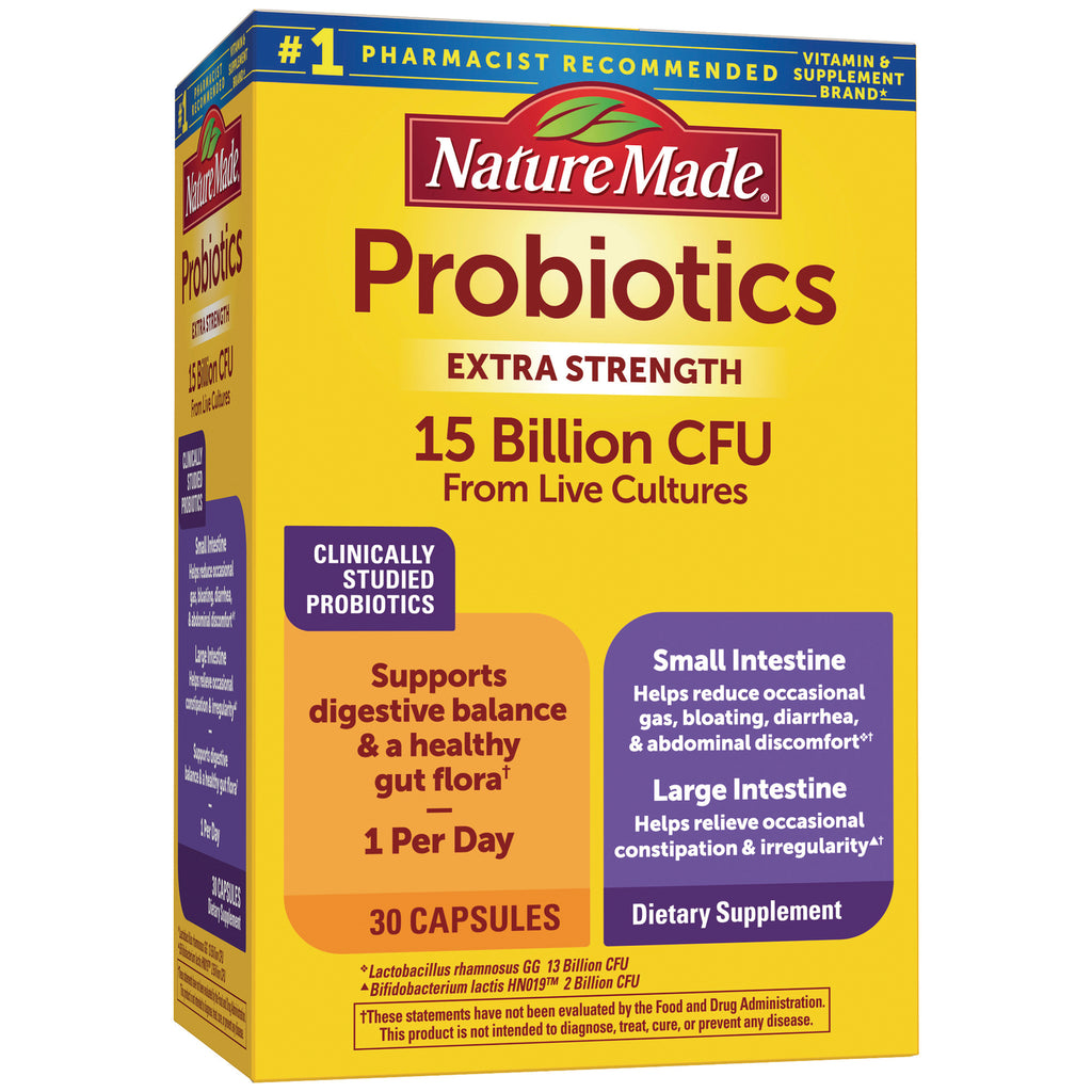 NTM188 | Nature Made Probiotics extra strength 15 Billion CFU box, 30 capsules, front packaging - Thumbnail