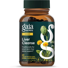 GH093 | Gaia Herbs Liver Cleanse bottle labeled With Milk Thistle & Burdock, 60 vegan liquid phyto-caps