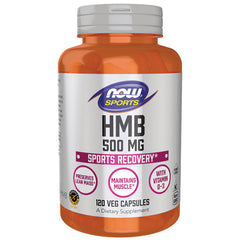 NWF1305 | NOW Sports HMB 500 MG bottle front label reading SPORTS RECOVERY and 120 veg capsules