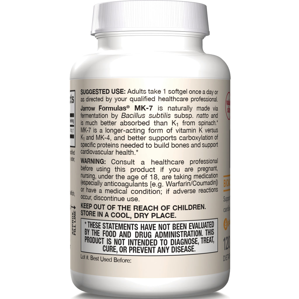 JR284 | Back of white supplement bottle showing suggested use, warning, keep out of reach of children, and FDA disclaimer - Thumbnail