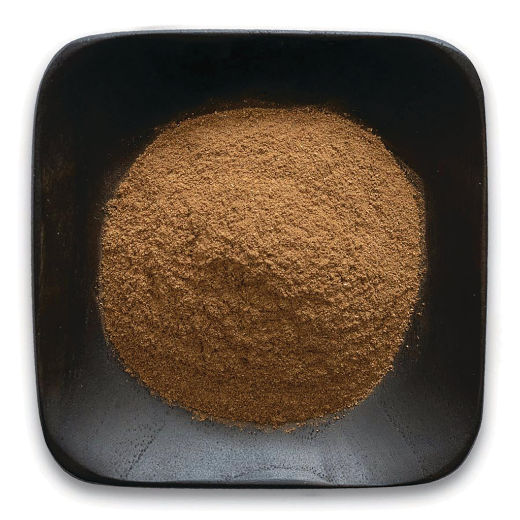 FNP063 | top-down view of fine brown powder piled in a square black dish - Thumbnail