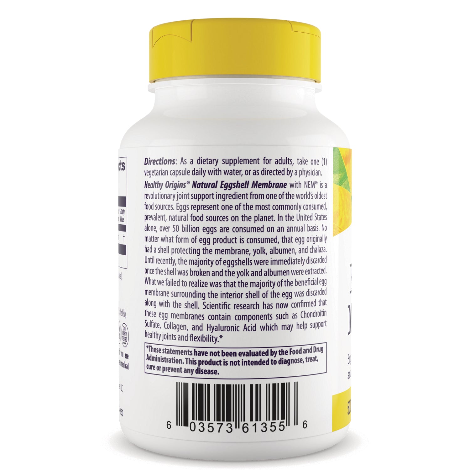HRG203 | Back label of supplement bottle showing directions, product information text and barcode