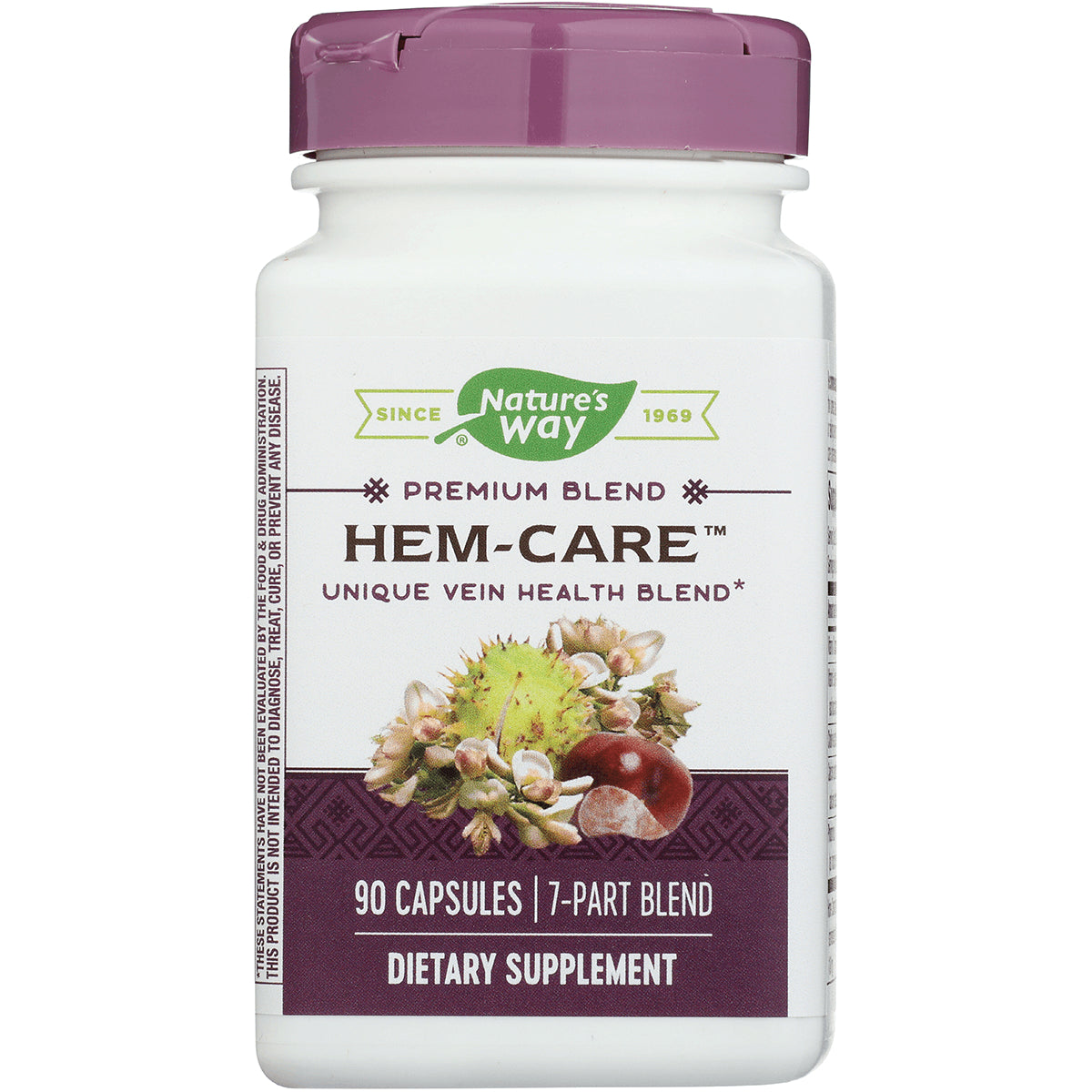 ET423 | Nature's Way HEM-CARE dietary supplement bottle front label showing 90 capsules 7-part blend