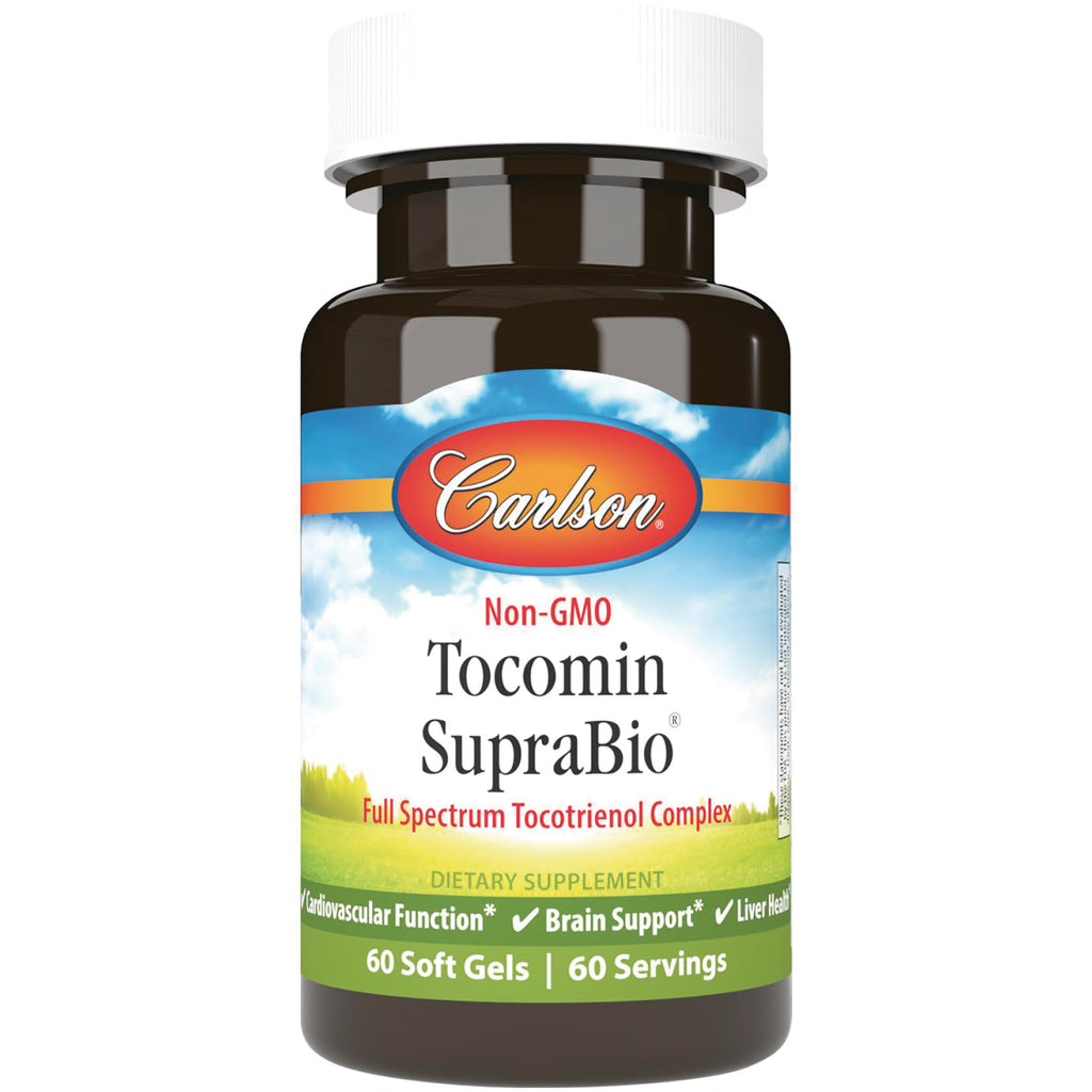 CSN242 | Carlson Tocomin SupraBio bottle front, Non-GMO full spectrum tocotrienol complex, 60 soft gels - Thumbnail