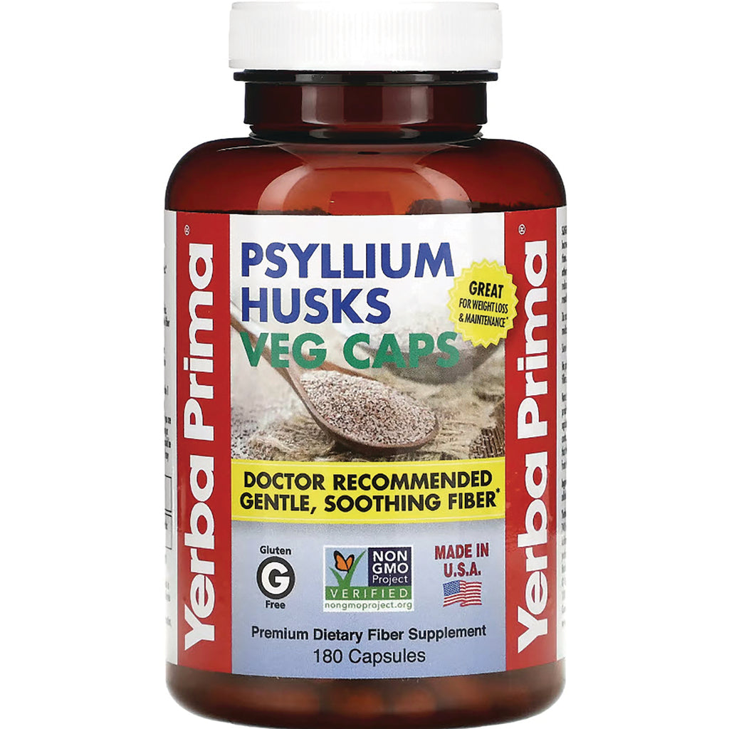 YP009 | Yerba Prima Psyllium Husks Veg Caps, 180 capsules, front label - Thumbnail