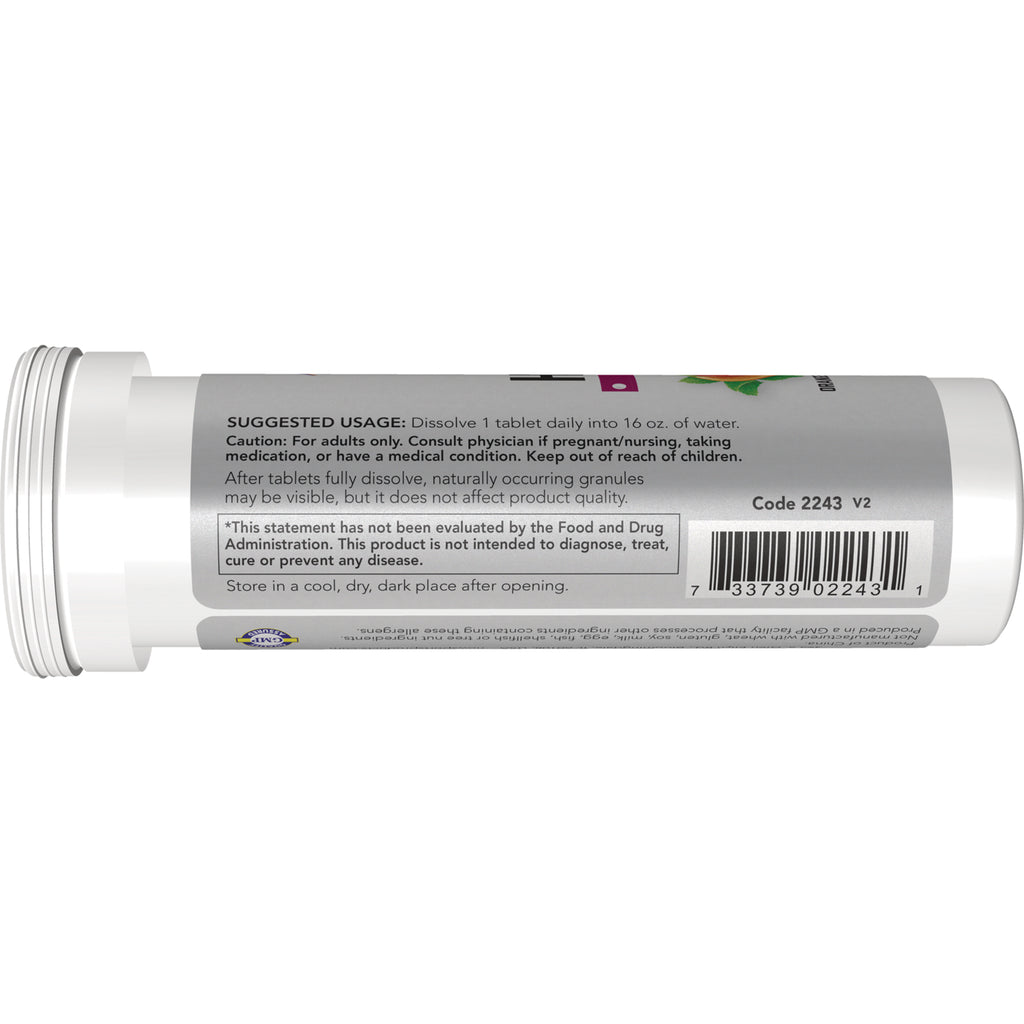 NWF1311 | Back label of effervescent tablet tube showing suggested usage dissolve 1 tablet daily and barcode - Thumbnail