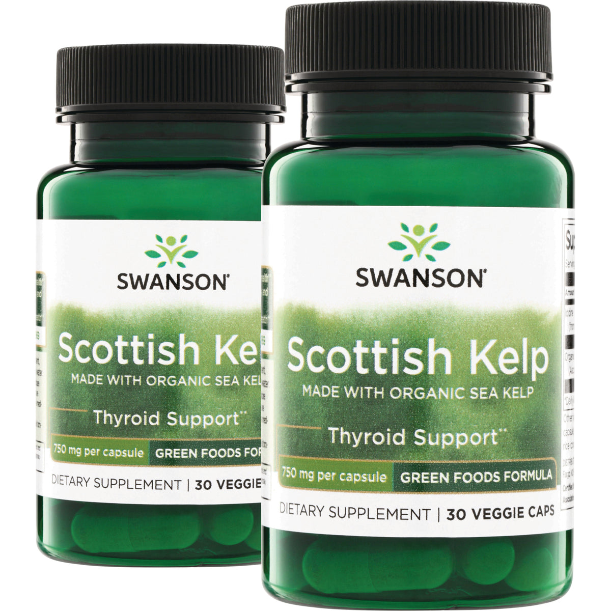 SWR095 | SWANSON Scottish Kelp MADE WITH ORGANIC SEA KEL Thyroid Support" 750 mg per capsule 30 veggie caps