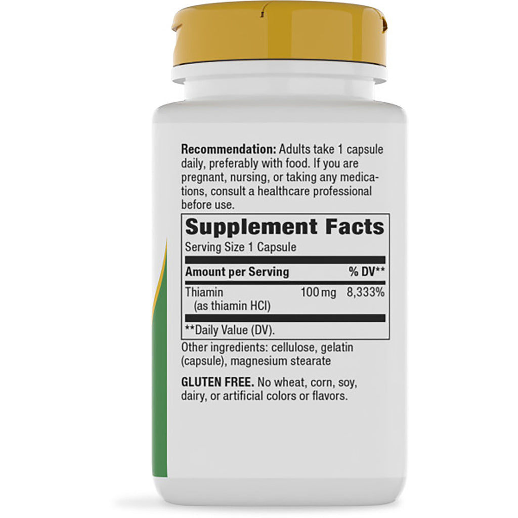 NW824 | Back of brown supplement bottle showing Supplement Facts label, serving size 1 capsule, recommendations and gluten free note - Thumbnail