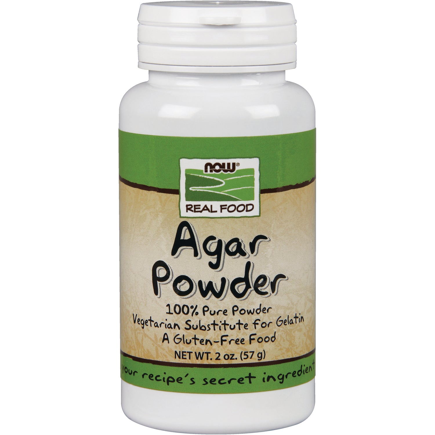 NWF1223 | NOW Real Food Agar Powder bottle 2 oz (57 g) vegetarian gelatin substitute