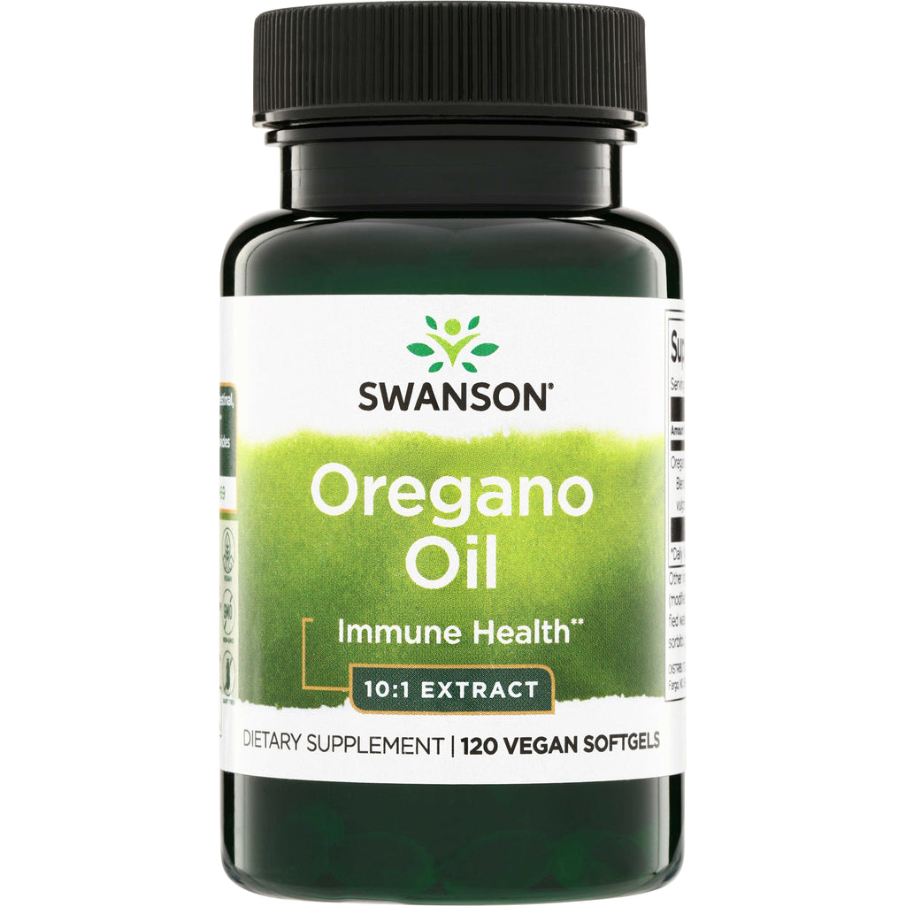SW1016 | Swanson Oregano Oil 10:1 Extract, Immune Health, 120 vegan softgels bottle front - Thumbnail
